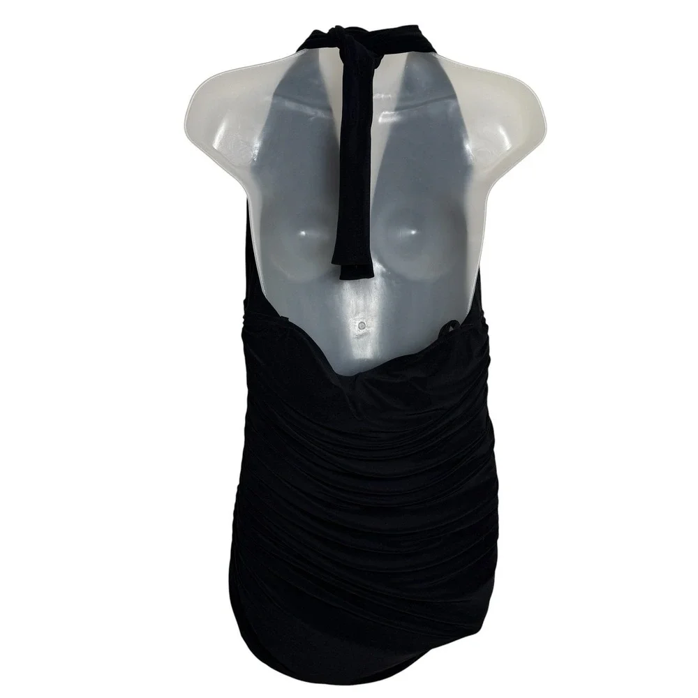 MagicSuit Swimwear Estilo Women 18 One Piece Black Ruched Halter Tummy Control